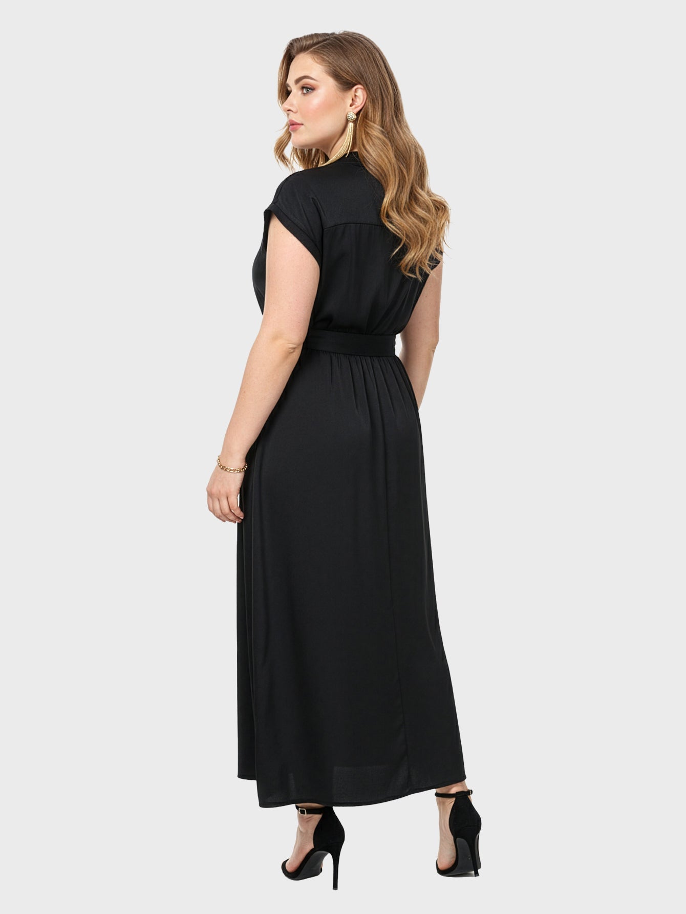 Lapa Plus Women's Bead Piece Waist Cinching Lace Up Big Swing Dress
