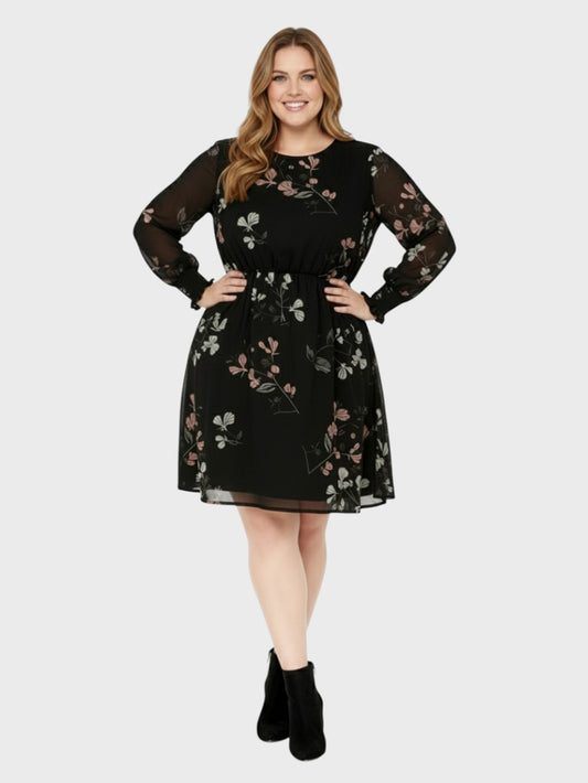 Lapa Plus Women's Plant-Printed Chiffon Dress