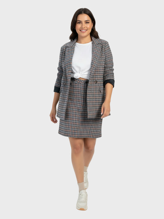 Lapa Plus Women's Stylish Plaid Suit Skirt Set