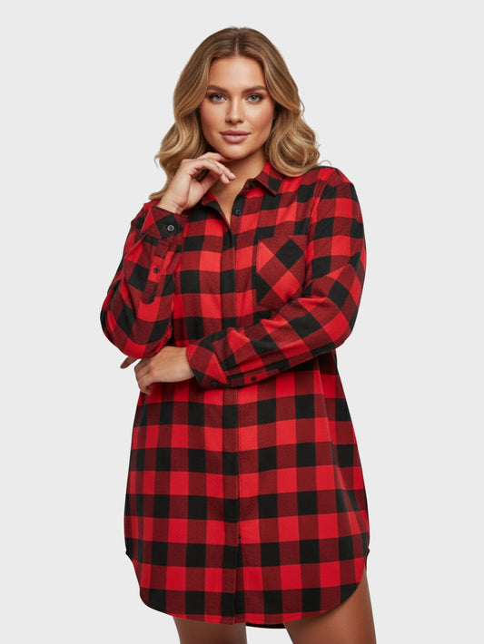 Lapa Plus Women's Plaid Collared  Dress