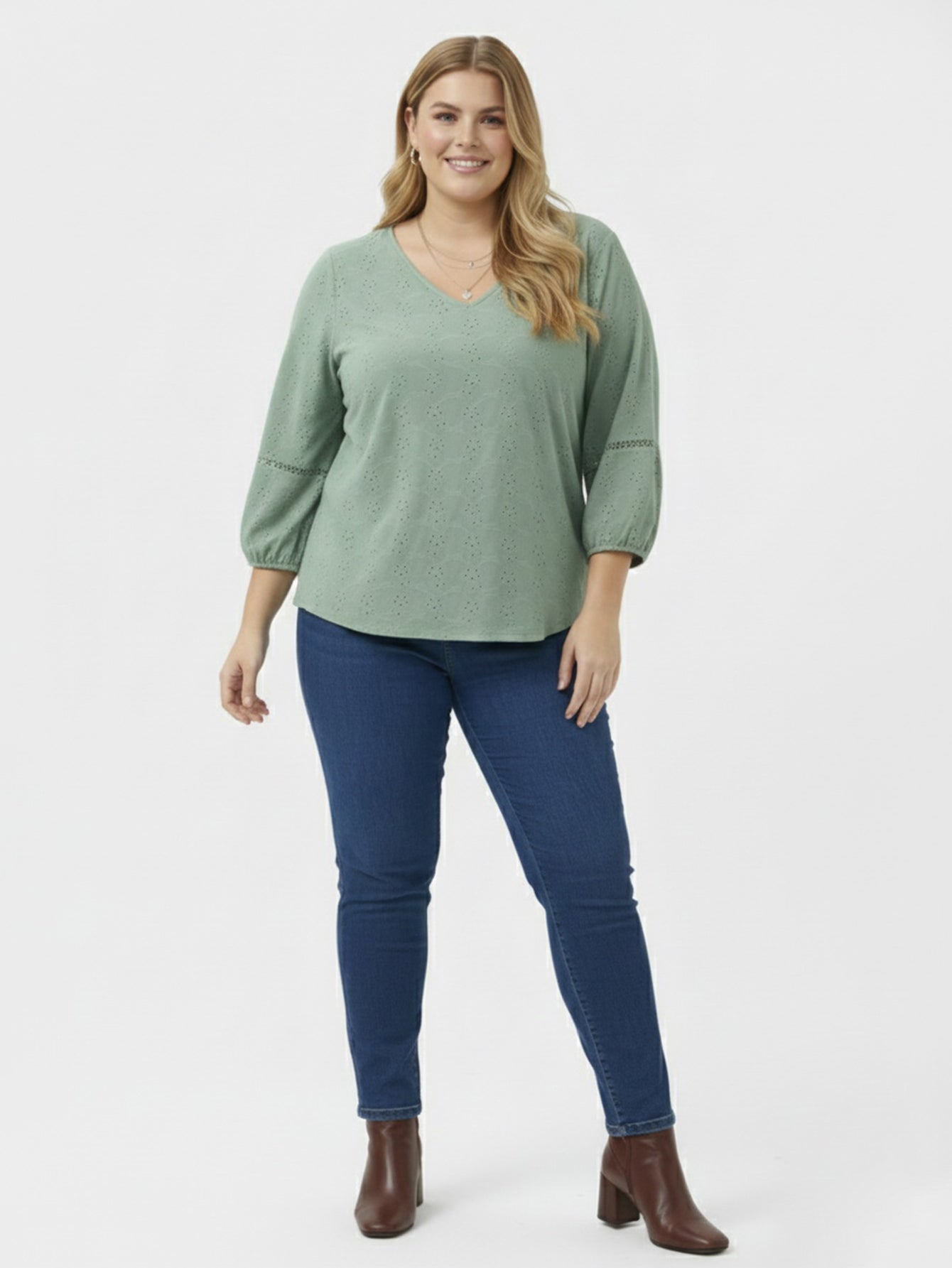 Plus Size Round Neck Long Sleeve Casual Blouse for Women – Lapa plus