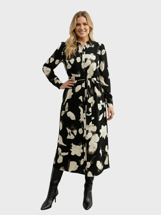 Lapa Plus Women's Black and White Printed Dress