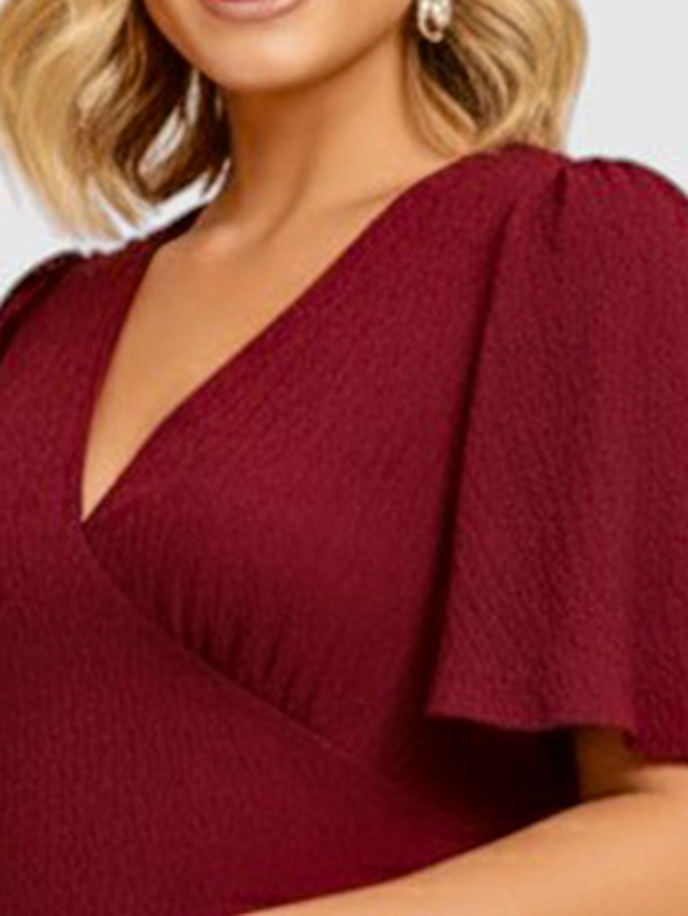 Lapa Plus Women's Elegant V-Neck Dress with Back Tie Detail