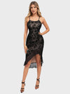 Lapa Plus Women's Black Floral Asymmetrical Camisole Dress