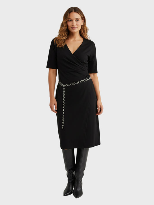 Lapa Plus Women's V-Neck Wrap Style Dress(No Matching Belt)