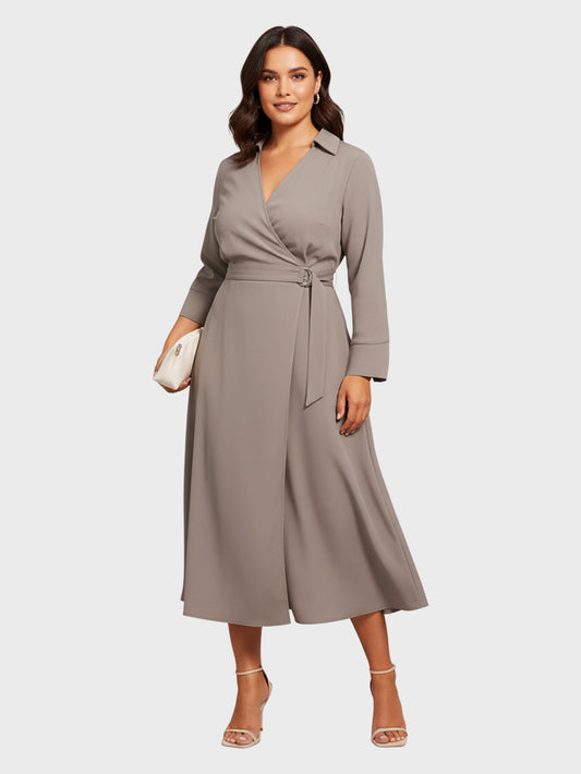 Lapa Plus Women's V-Neck Tie-Waist A-Line Dress