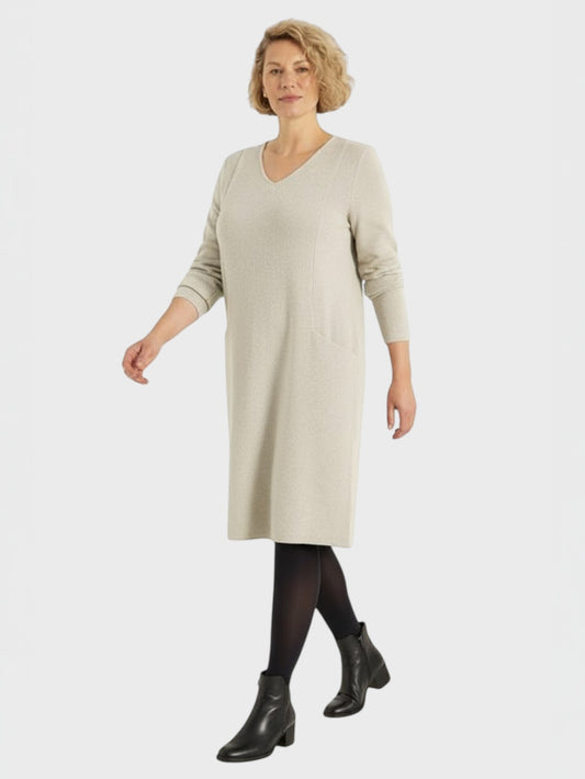 Lapa Plus Women's V-Neck Solid Color Knit Dress