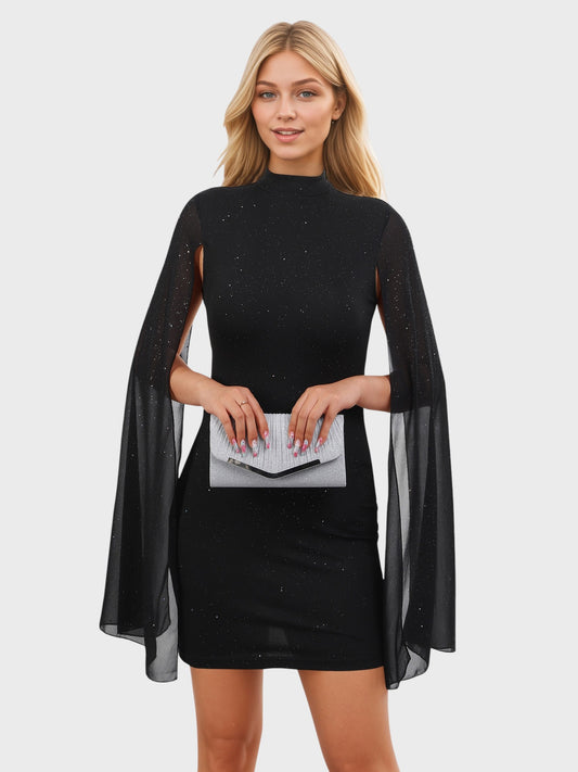 Lapa Plus Women's Chiffon Cape Party Dress