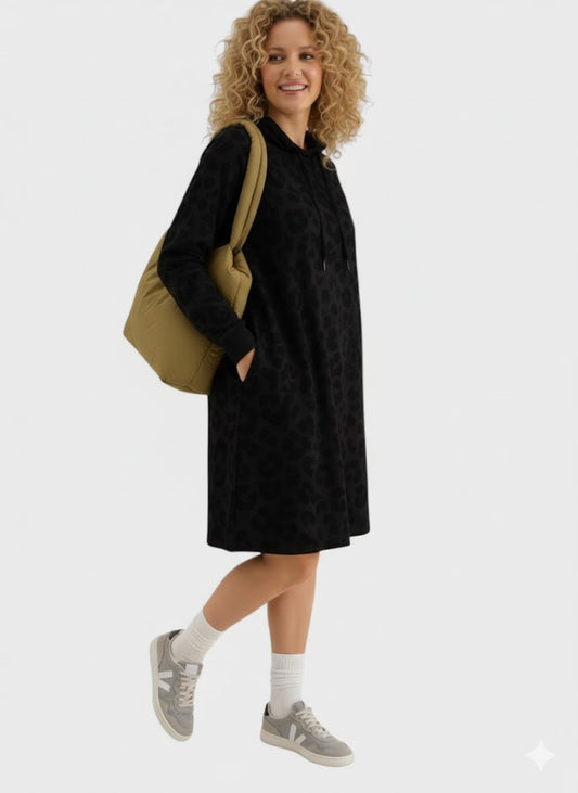 Lapa Plus Women's Leopard Print Hoodie Dress