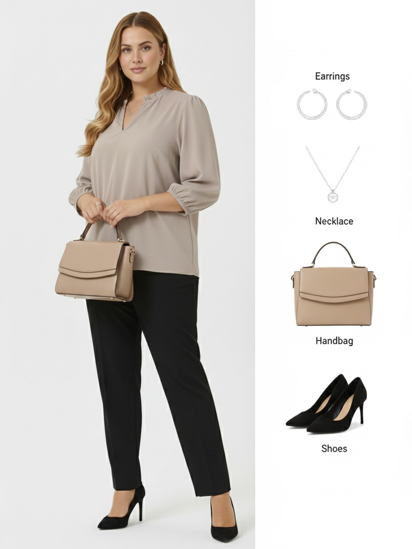 Lapa Plus Women's Fall Winter Grey V-Neck Shirt Tops