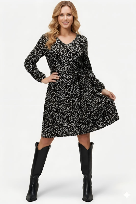 Lapa Plus Women's Floral Print Tie-Waist Dress