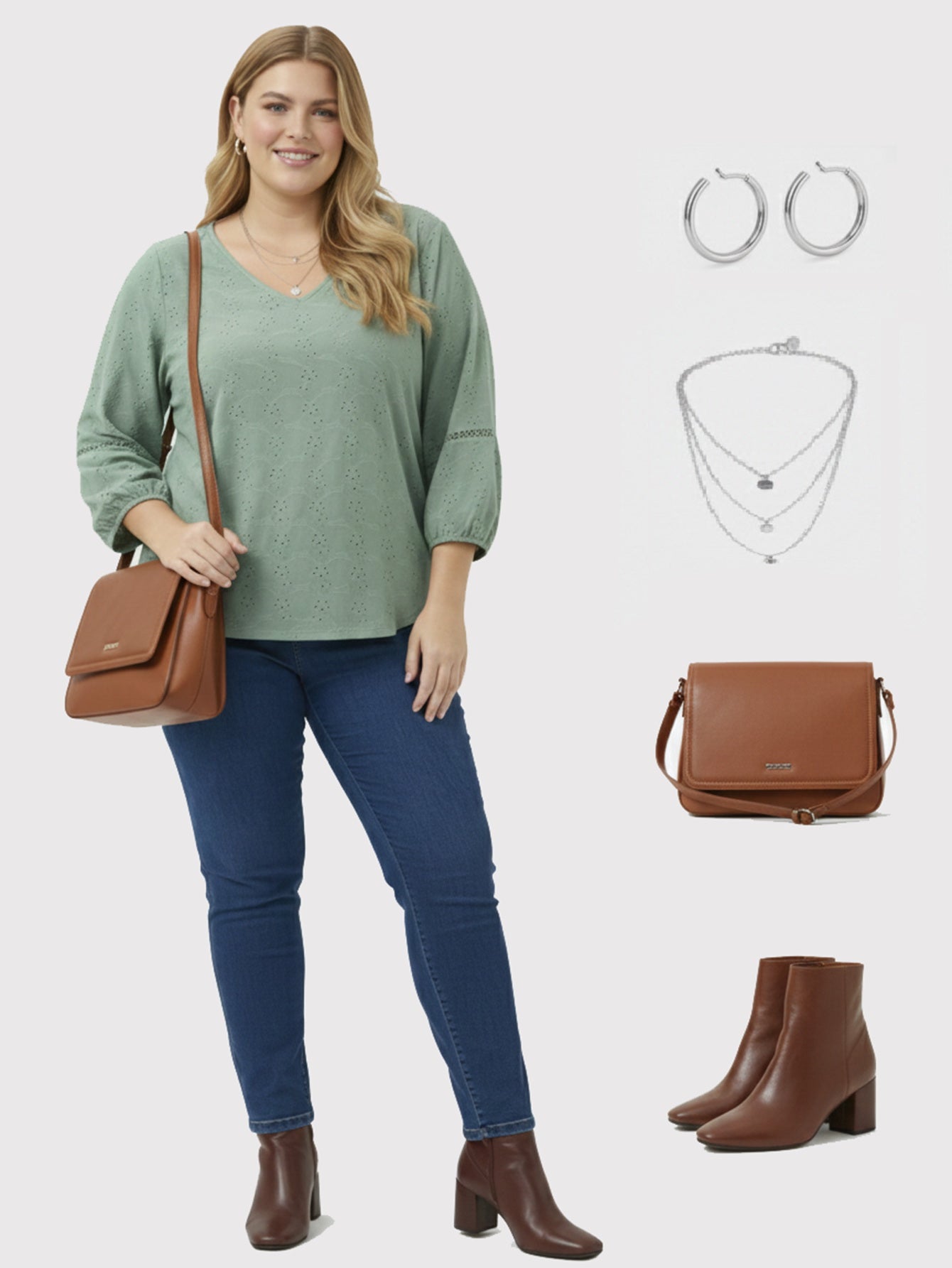 Lapa Plus Women's Fall Winter 3/4 Sleeve Casual Office Tops