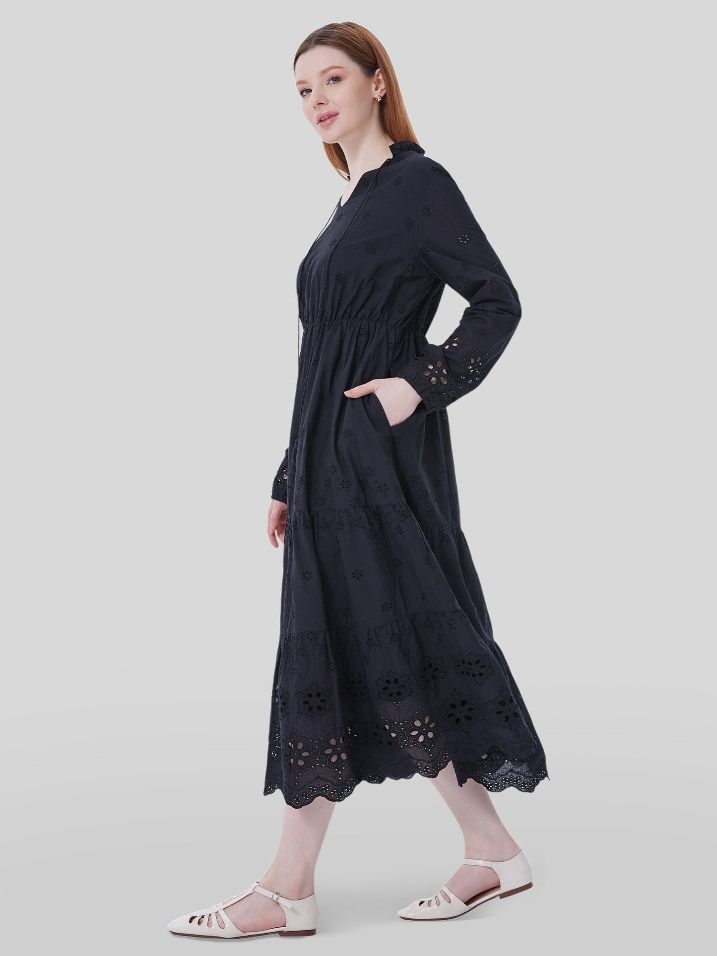 Lapa Plus Women's Jacquard Loose Pocket Dress