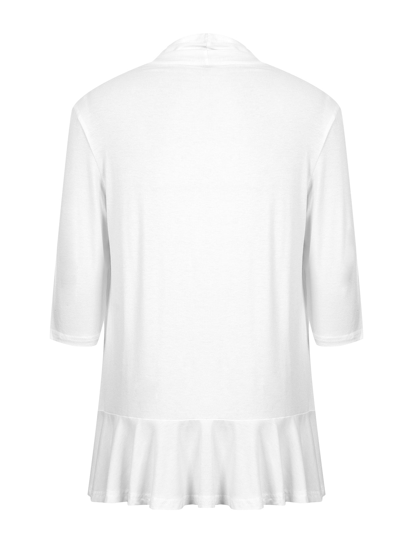 Lapa Plus Women's Solid Color 3/4 Sleeve Ruffled Hem Cardigans