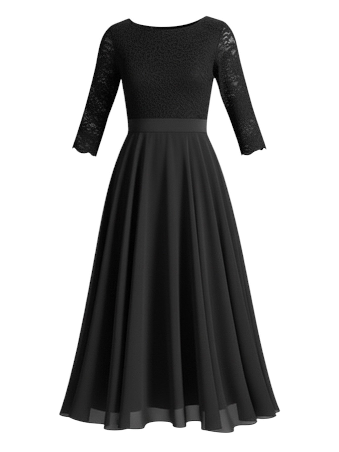 Lapa Plus Women's Timeless Elegant Lace-Paneled Dress