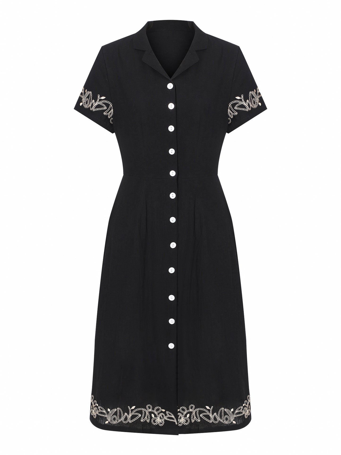 Lapa Plus Women's Embroidered Button Up Shirt Dress