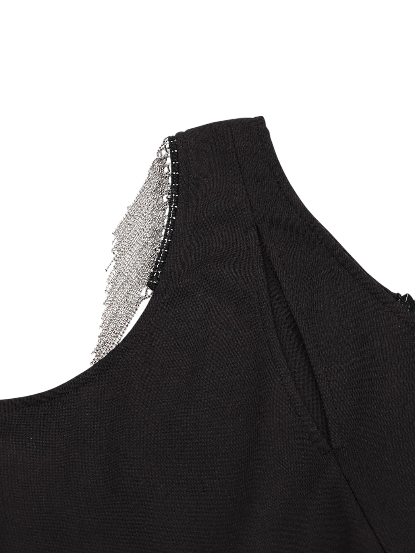 Lapa Plus Women's Elegant Sloping Shoulder Black Dress