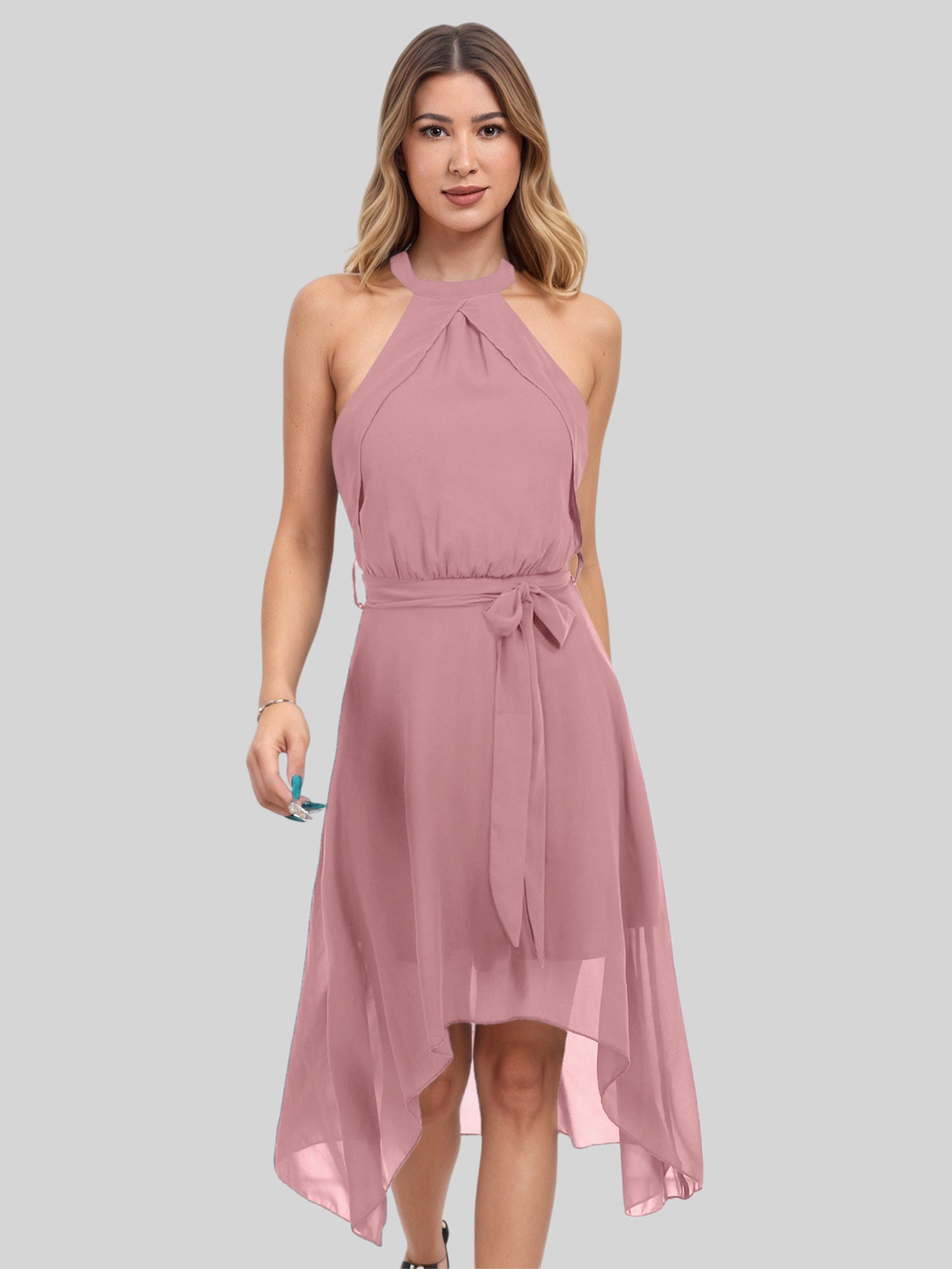 Lapa Plus Women's Chiffon Dress With Irregular Hem