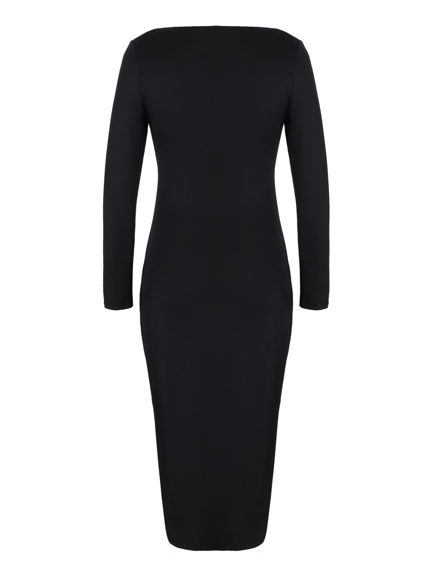 Lapa Plus Women's Pleated Waist Slit Long Sleeved Dress