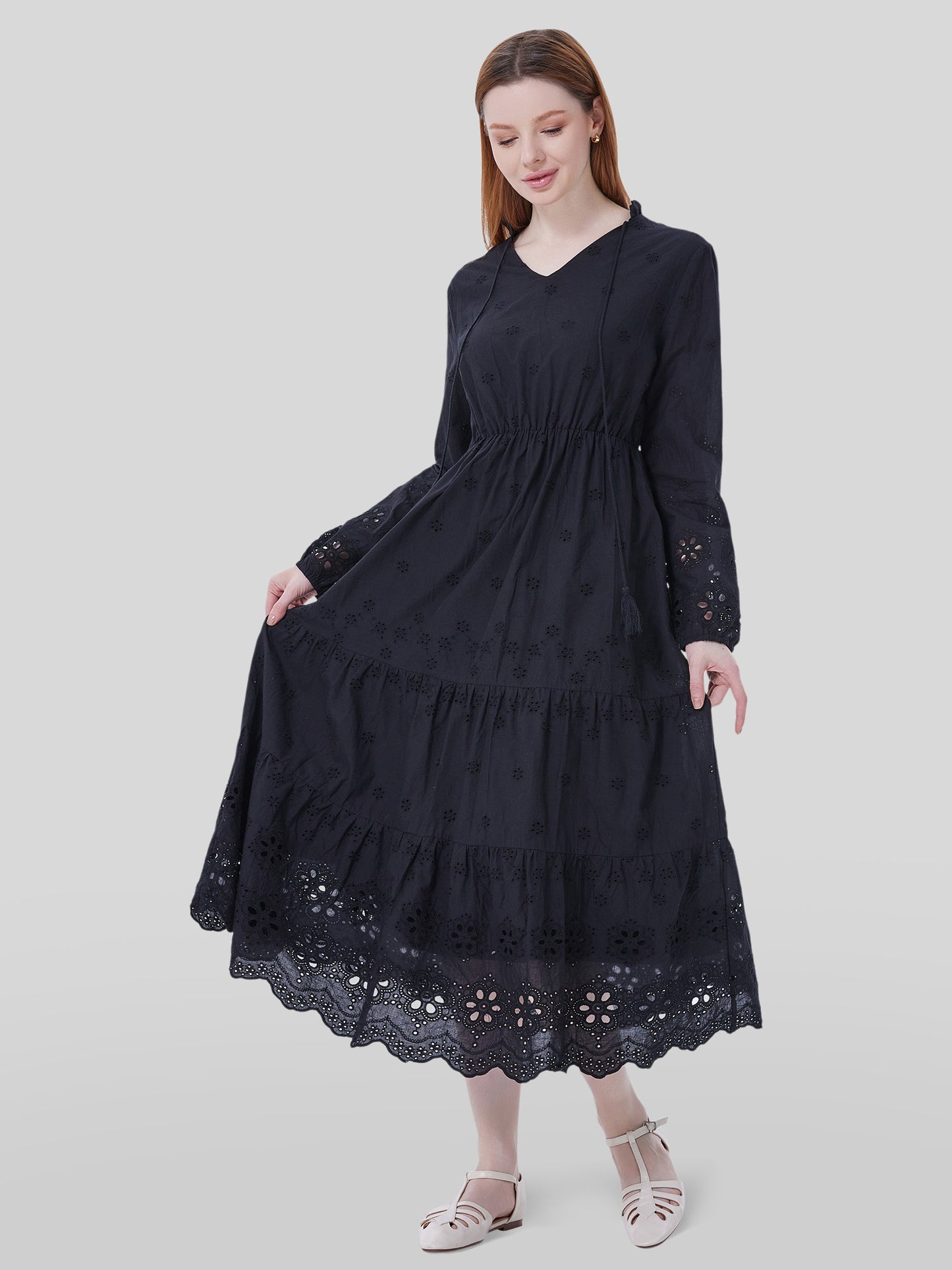 Lapa Plus Women's Jacquard Loose Pocket Dress