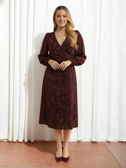 Lapa Plus Women's V-Neck Printed Tie-Waist Dress