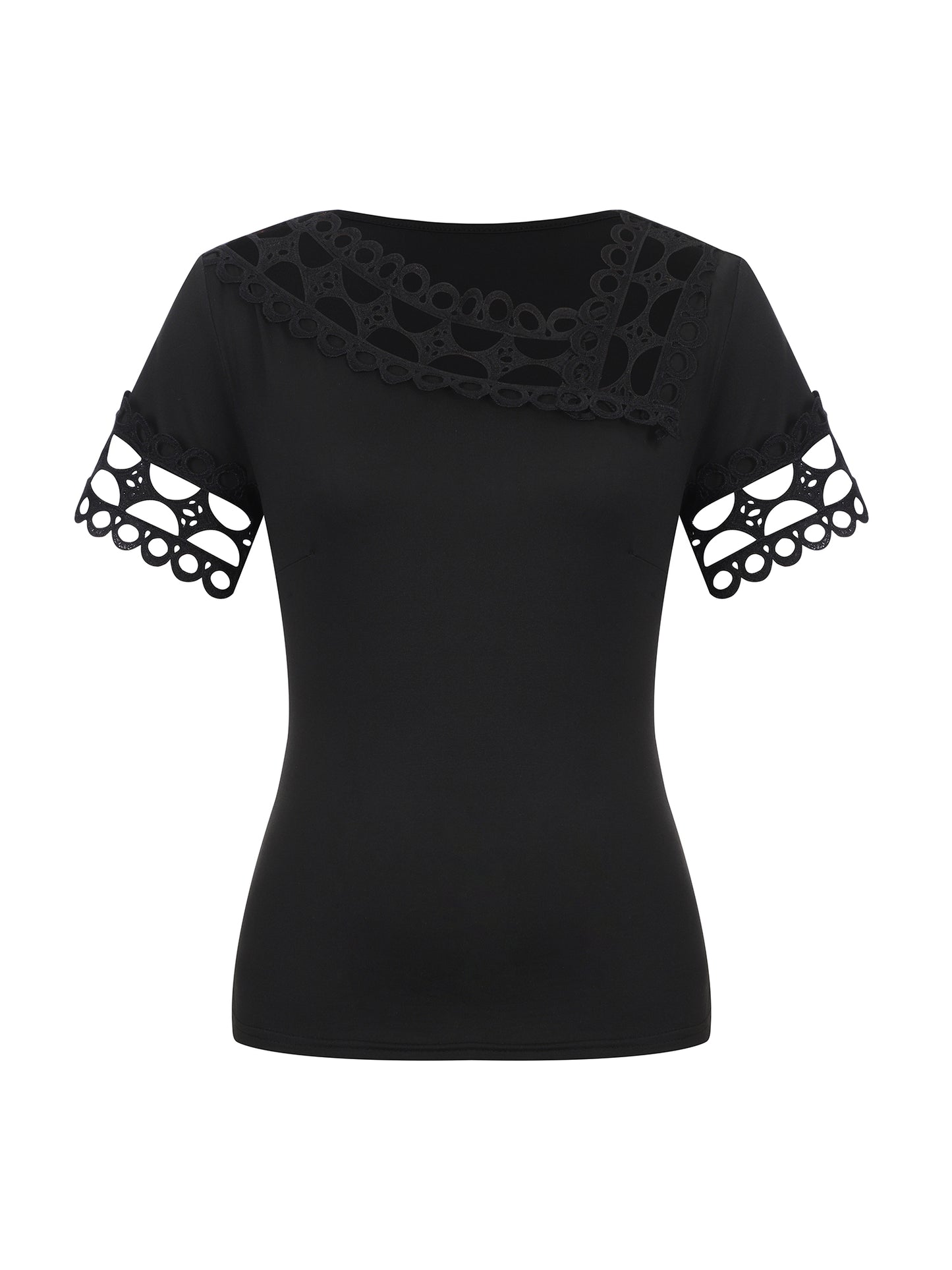 Lapa Plus Women's Lace Patchwork Short Sleeved Top