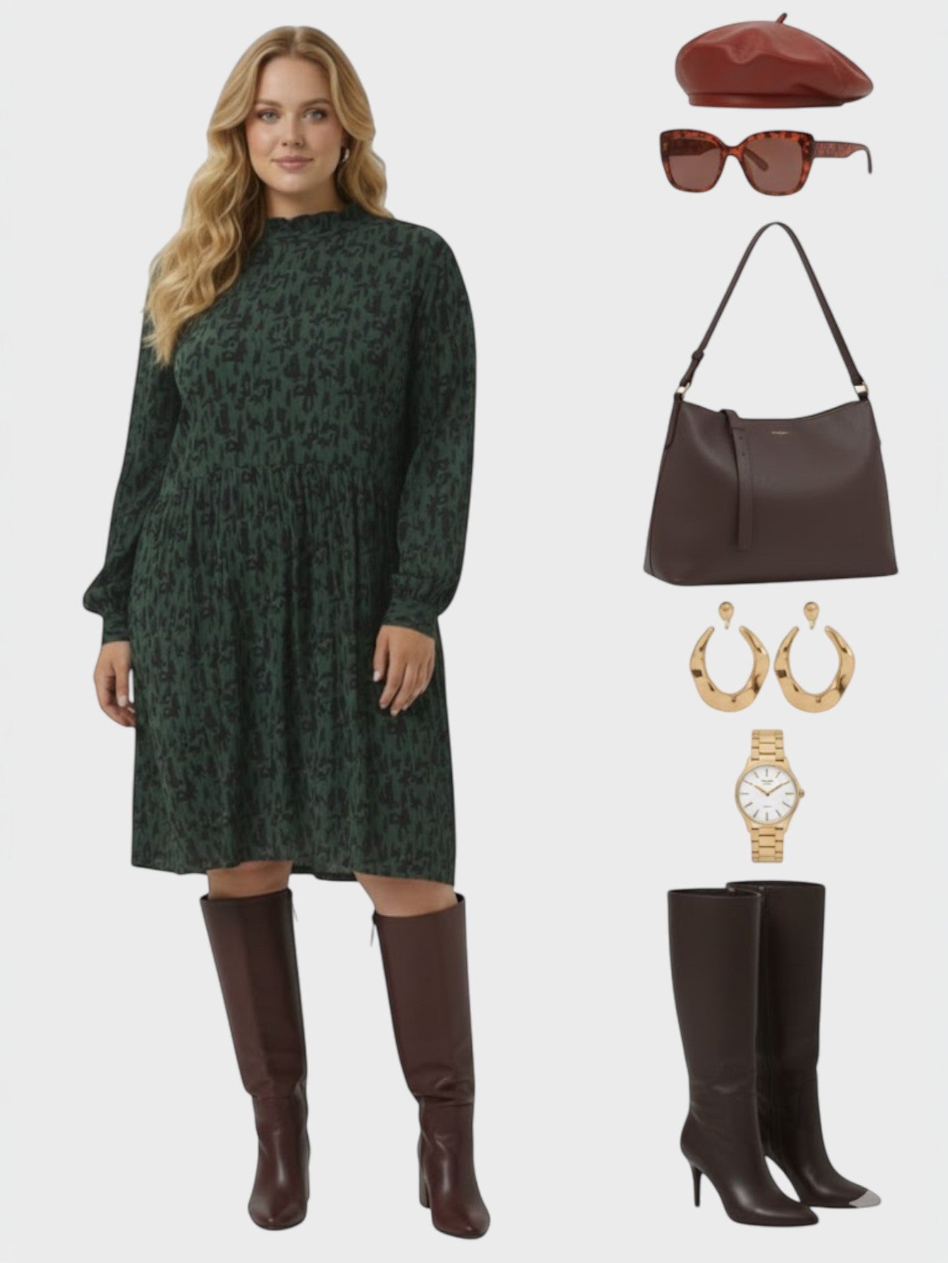 Lapa Plus Women's Stylish French Round Neck Dress