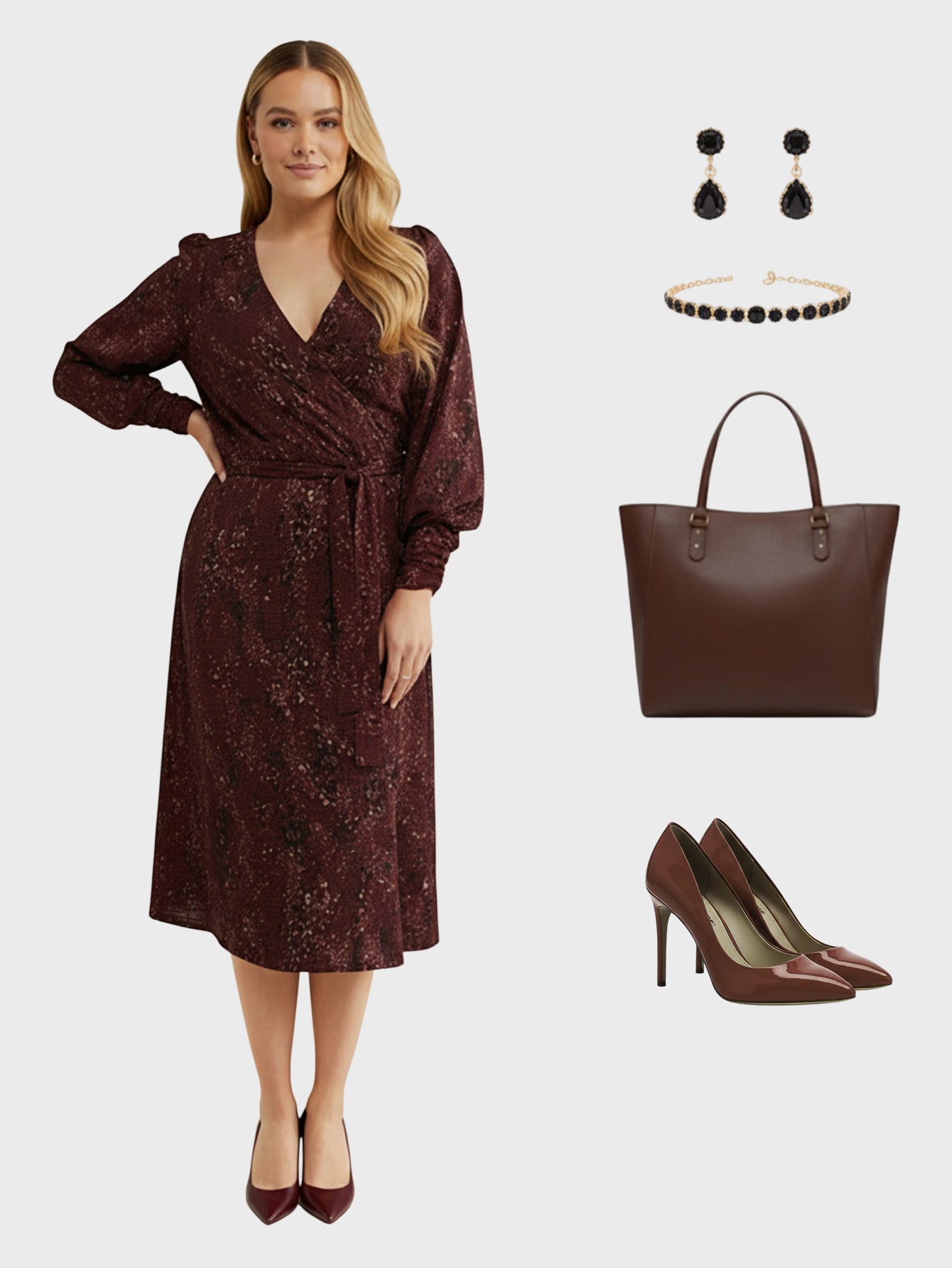 Lapa Plus Women's V-Neck Printed Tie-Waist Dress