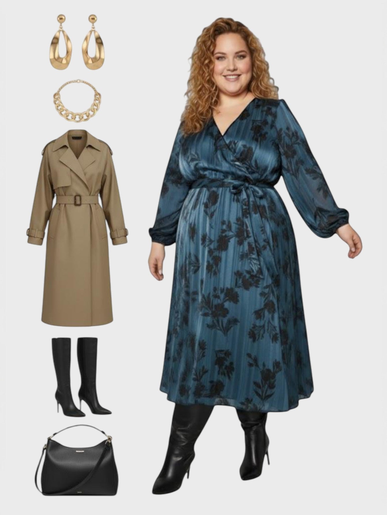 Lapa Plus Women's Holiday Party Floral Wrap Dress