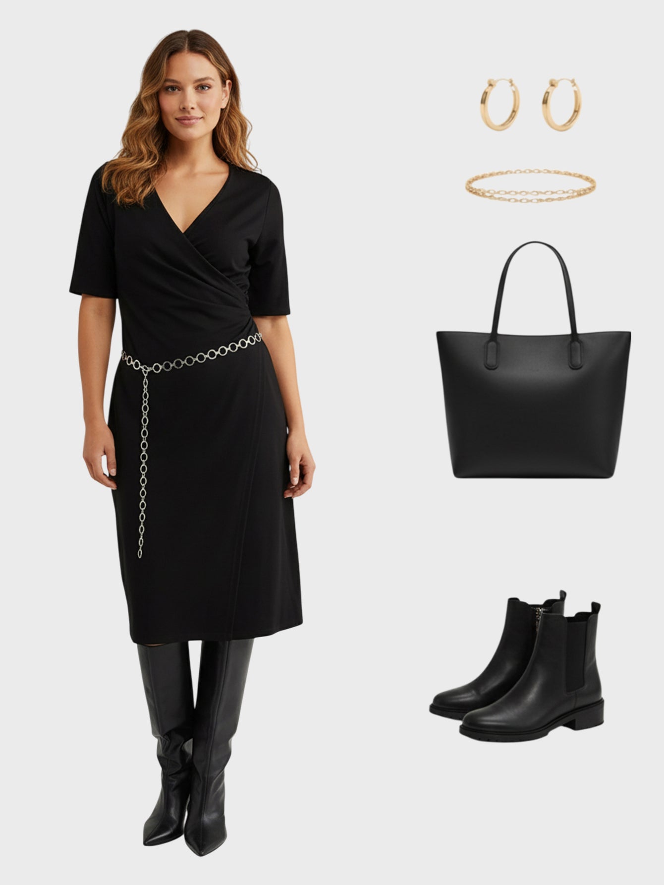 Lapa Plus Women's V-Neck Wrap Style Dress(No Matching Belt)