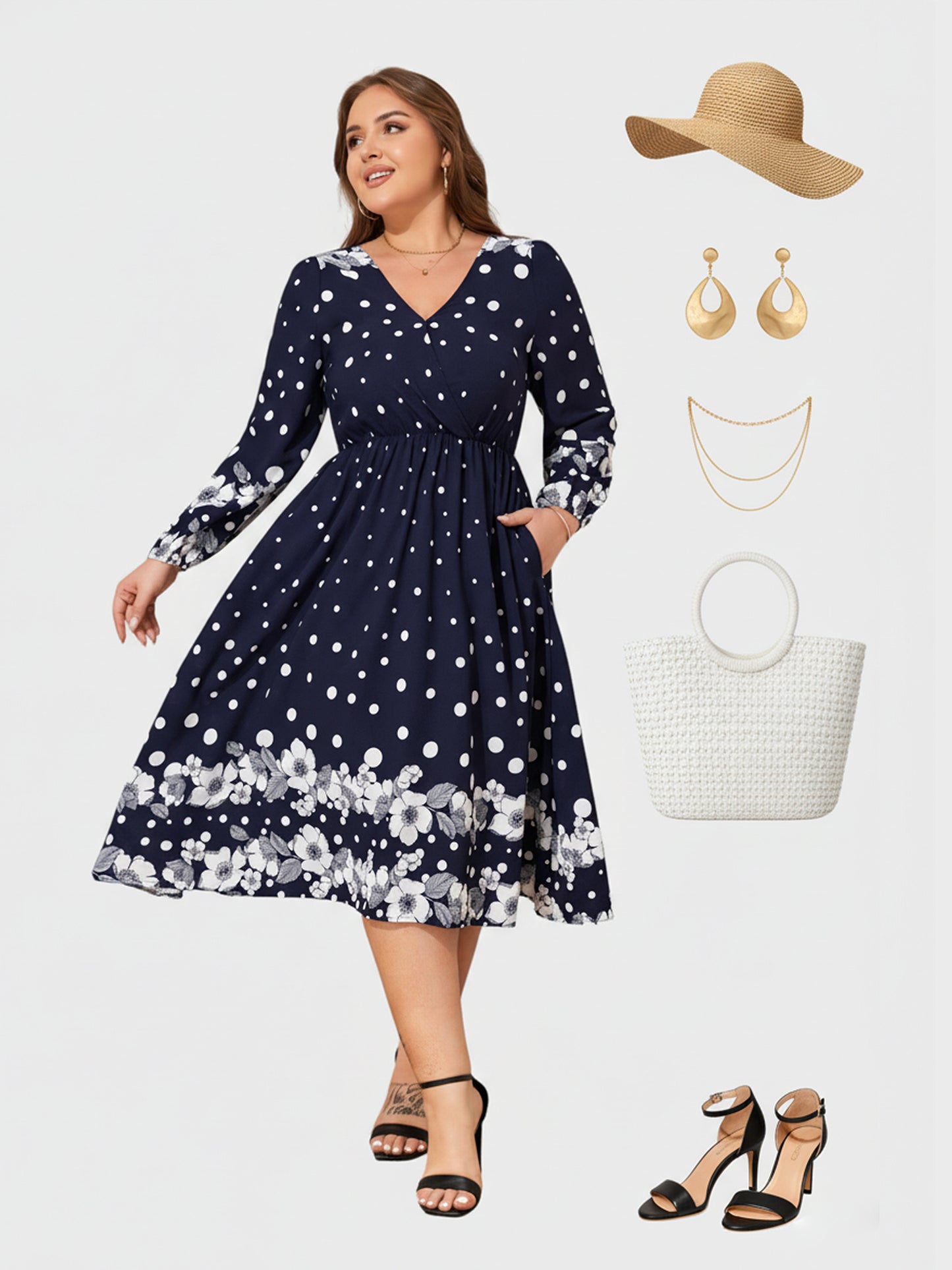 Lapa Plus Women's Party Lady Floral Print Dress