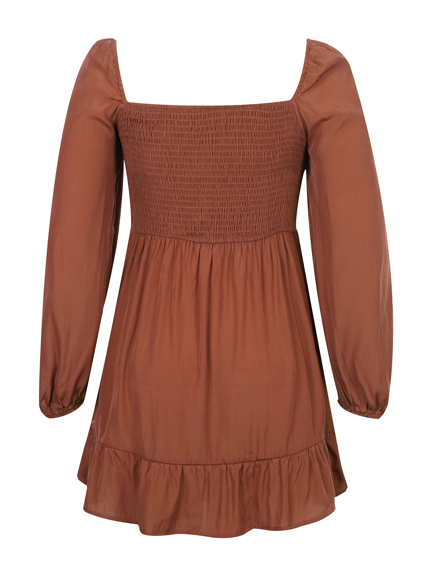 Lapa Plus Women's Square Neck Long Sleeved Pleated Dress