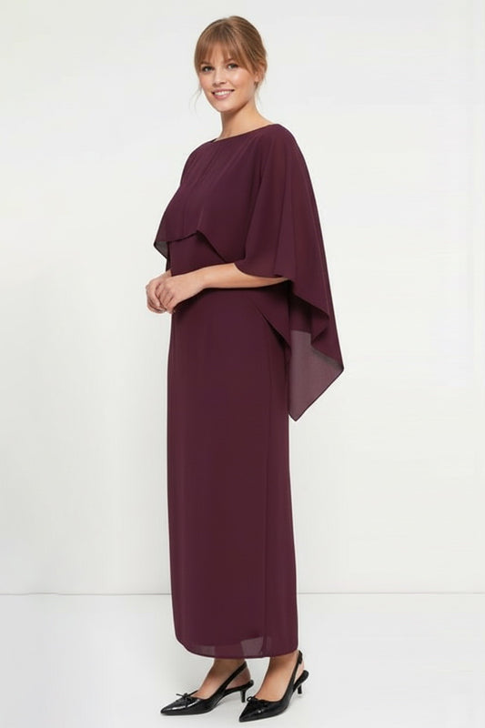 Lapa Plus Women's  Elegant Solid Dress with Shawl Collar
