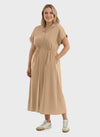 Lapa Plus Women's Dress with Button Placket and Elastic Waist