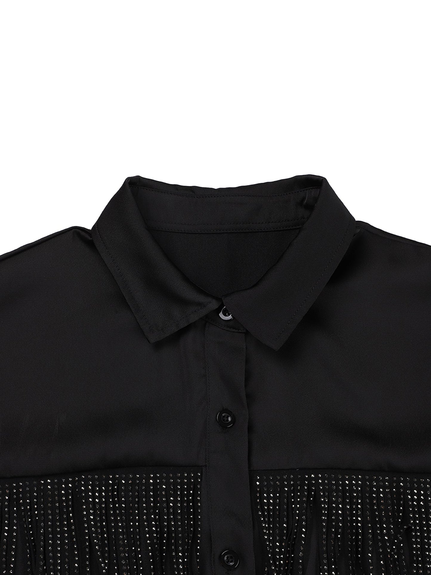 Lapa Plus Casual Women's Shirt With Diamond - studded Fringes - Lapa plus