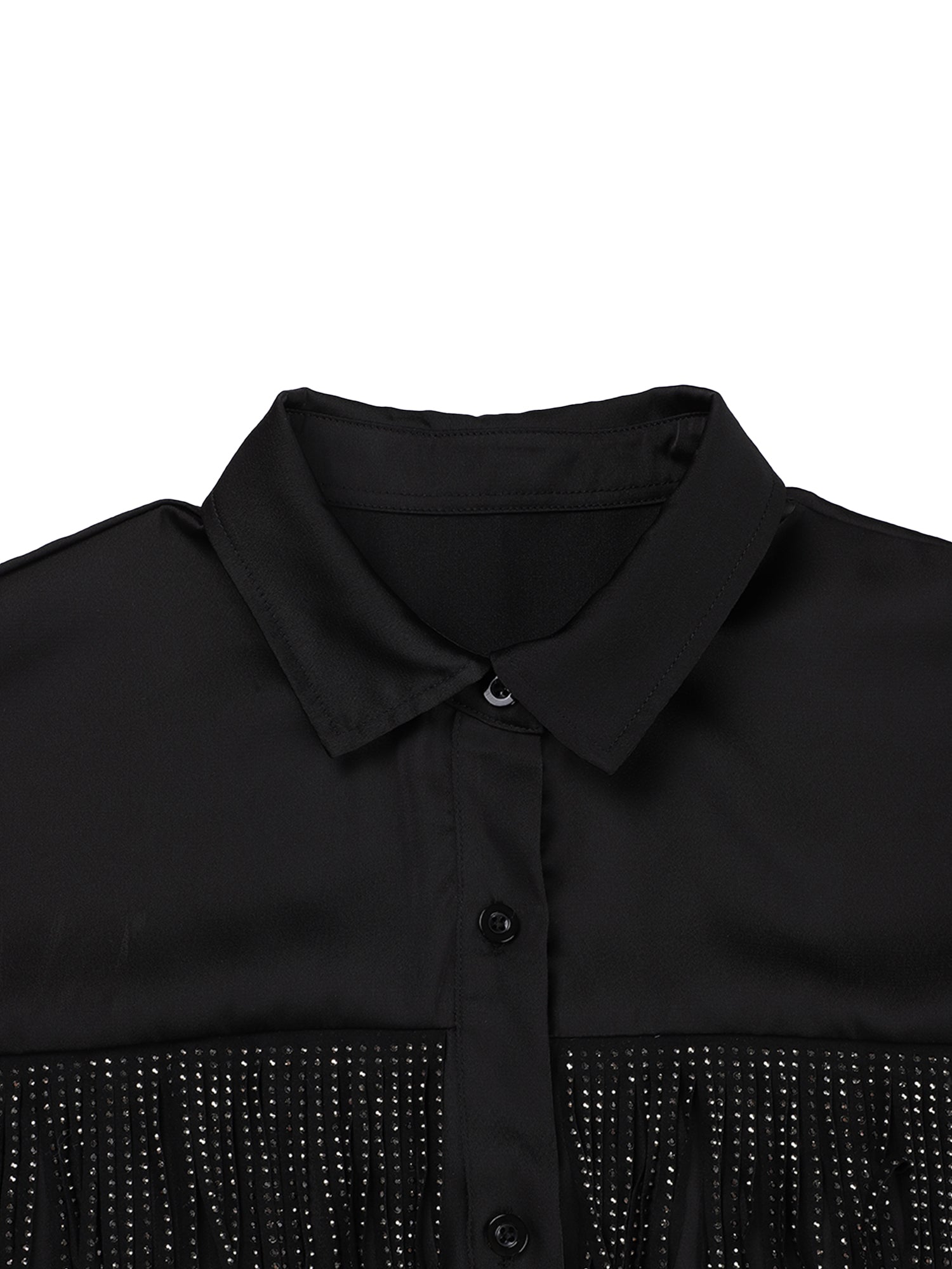 Lapa Plus Casual Women's Shirt With Diamond - studded Fringes - Lapa plus