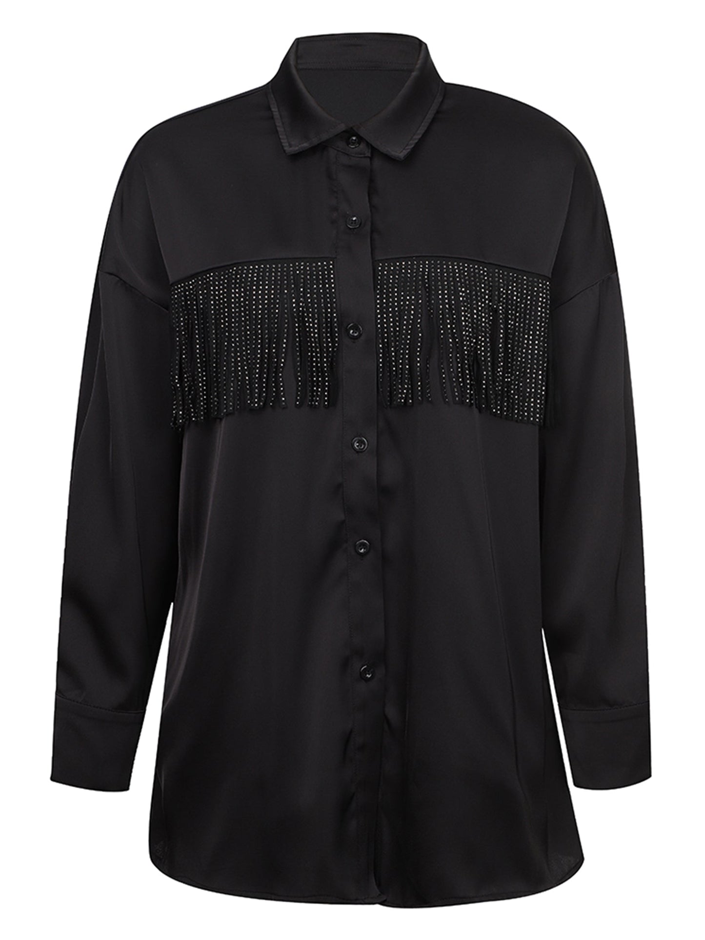 Lapa Plus Casual Women's Shirt With Diamond - studded Fringes - Lapa plus