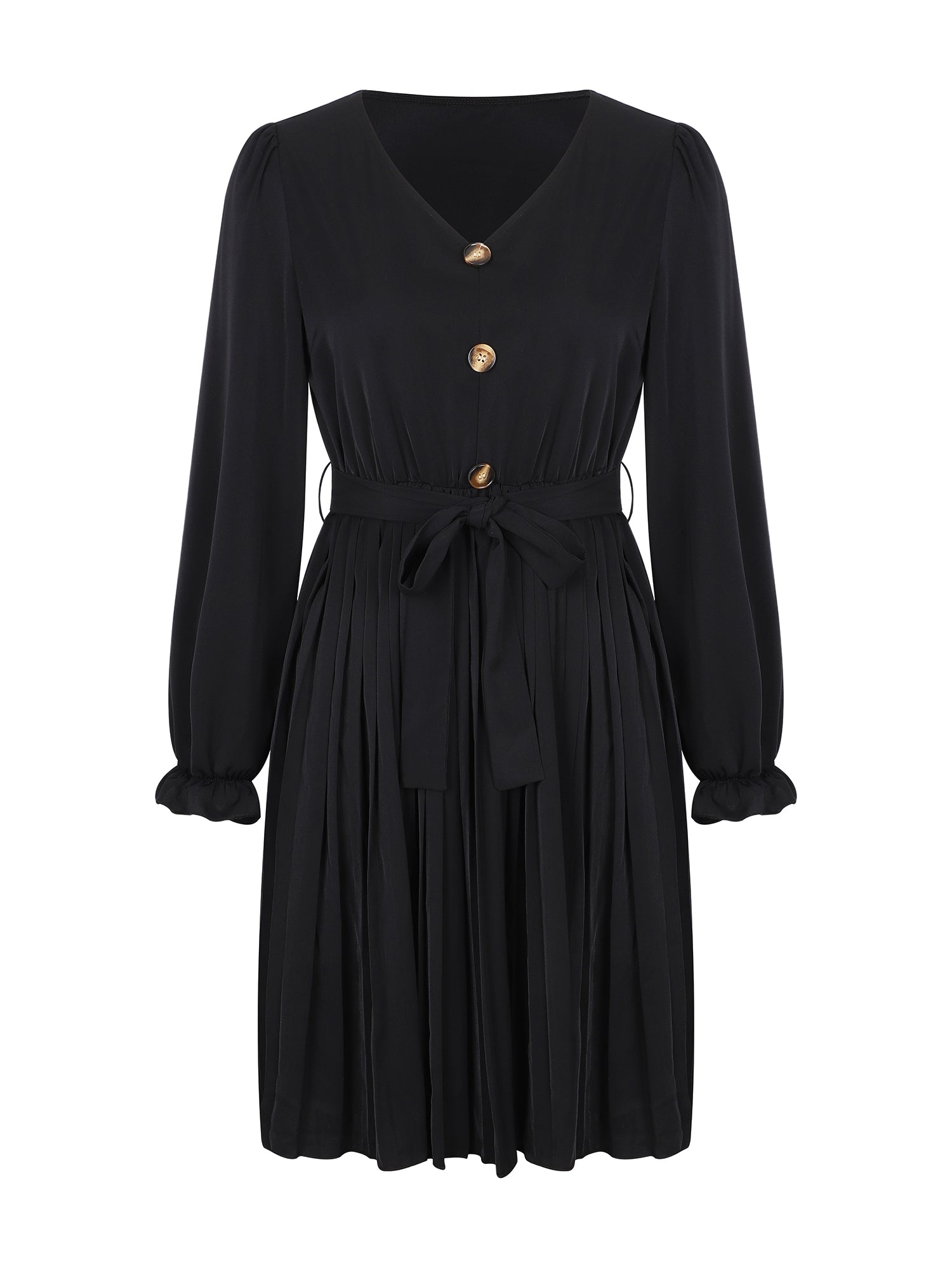 Lapa Plus Women's Button Waistband Black Dress - Lapa plus