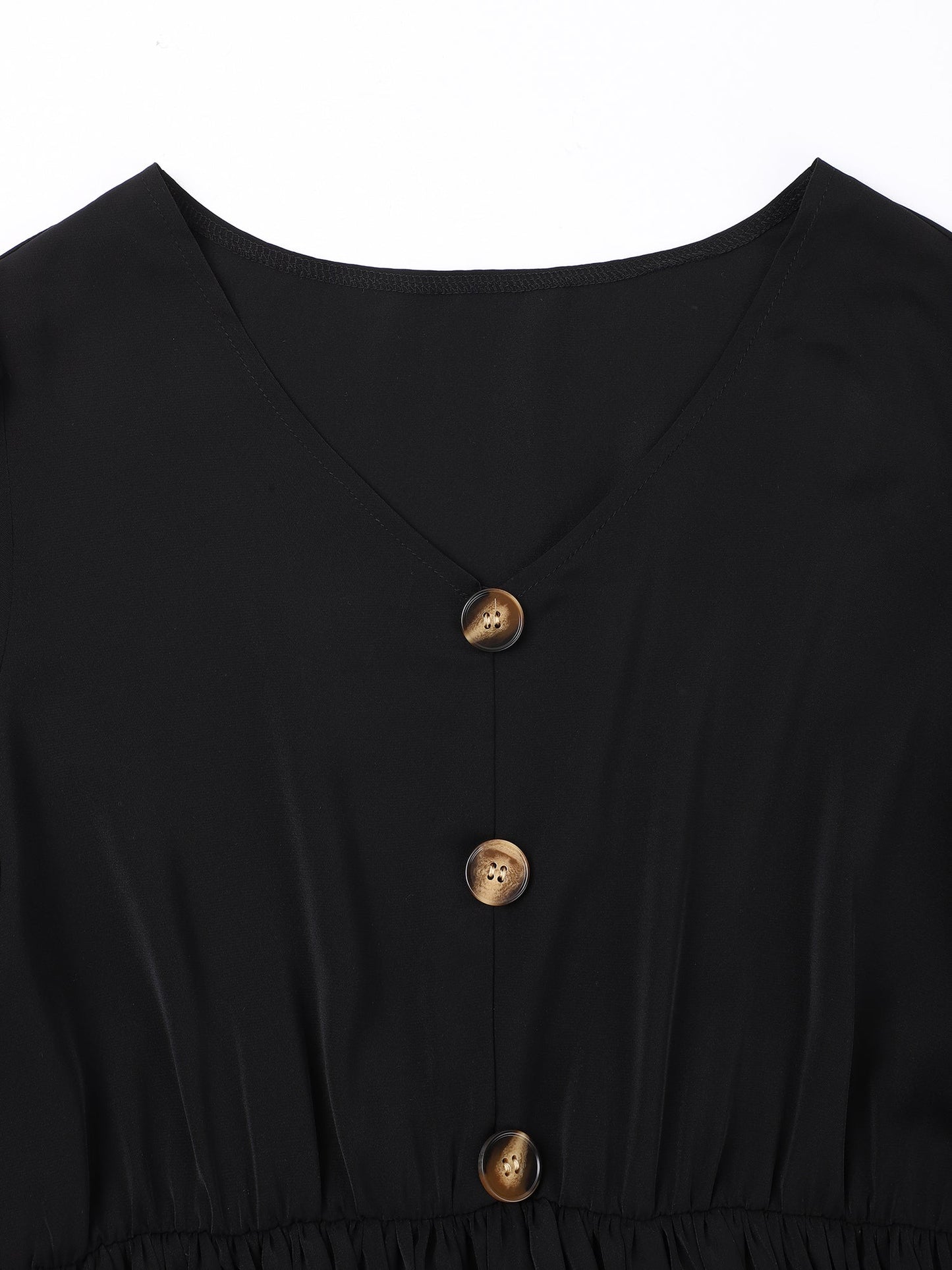Lapa Plus Women's Button Waistband Black Dress - Lapa plus
