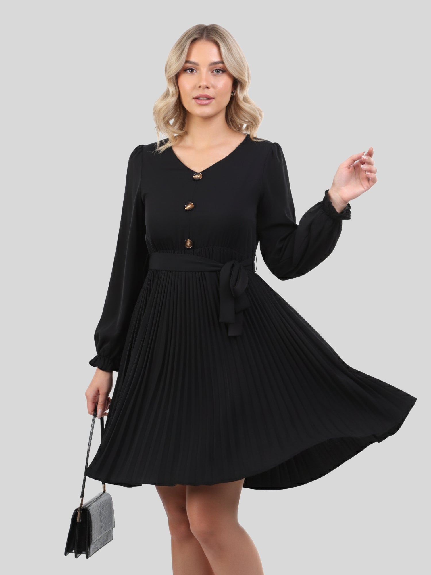 Lapa Plus Women's Button Waistband Black Dress - Lapa plus