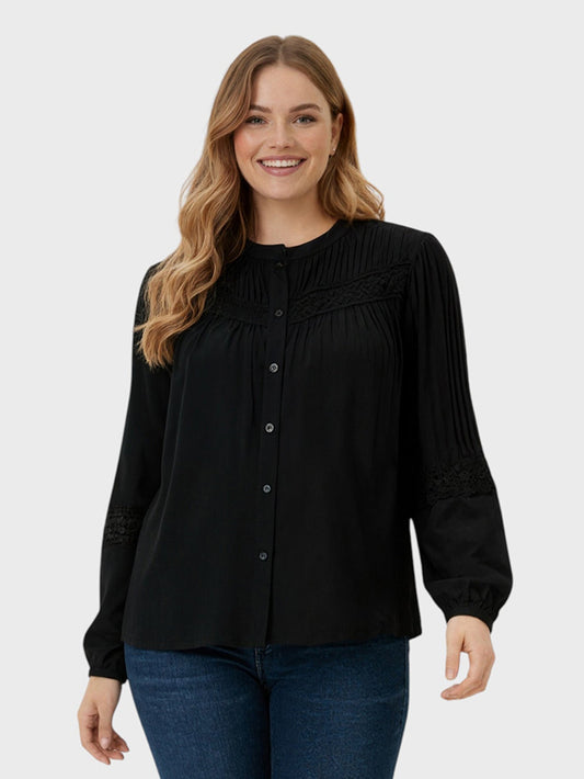 Lapa Plus Women's Casual Crewneck Button - Front Top - Lapa plus