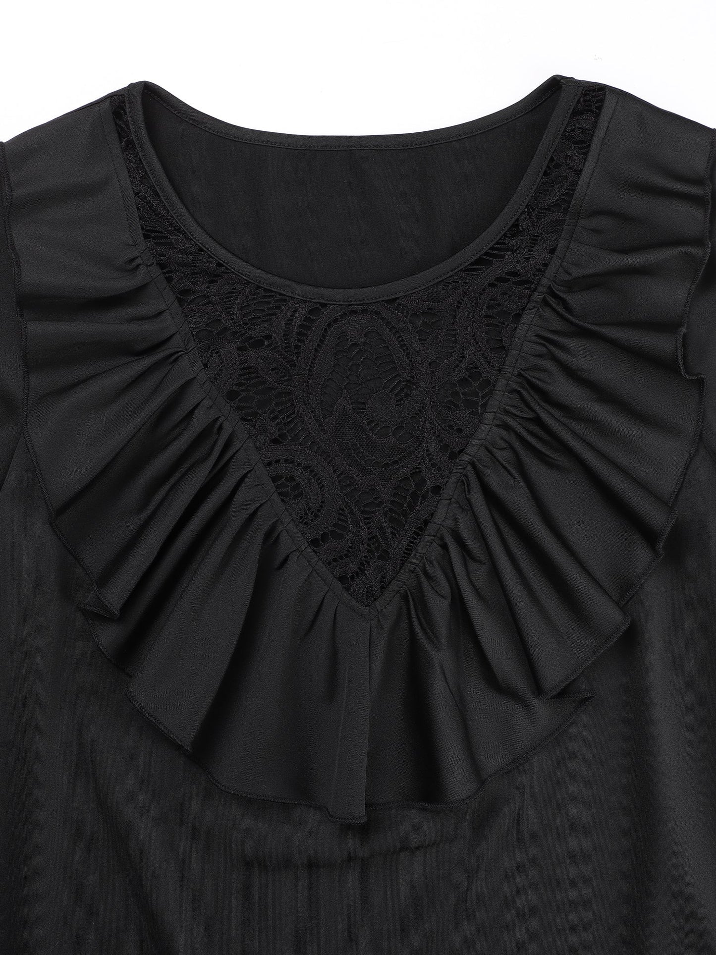 Lapa Plus Women's Casual Lace - up Black T-shirt - Lapa plus