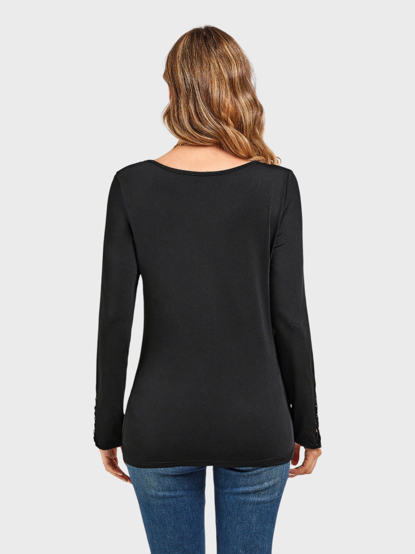 Lapa Plus Women's Casual Lace - up Black T-shirt - Lapa plus