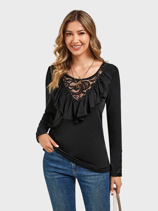 Lapa Plus Women's Casual Lace - up Black T-shirt - Lapa plus