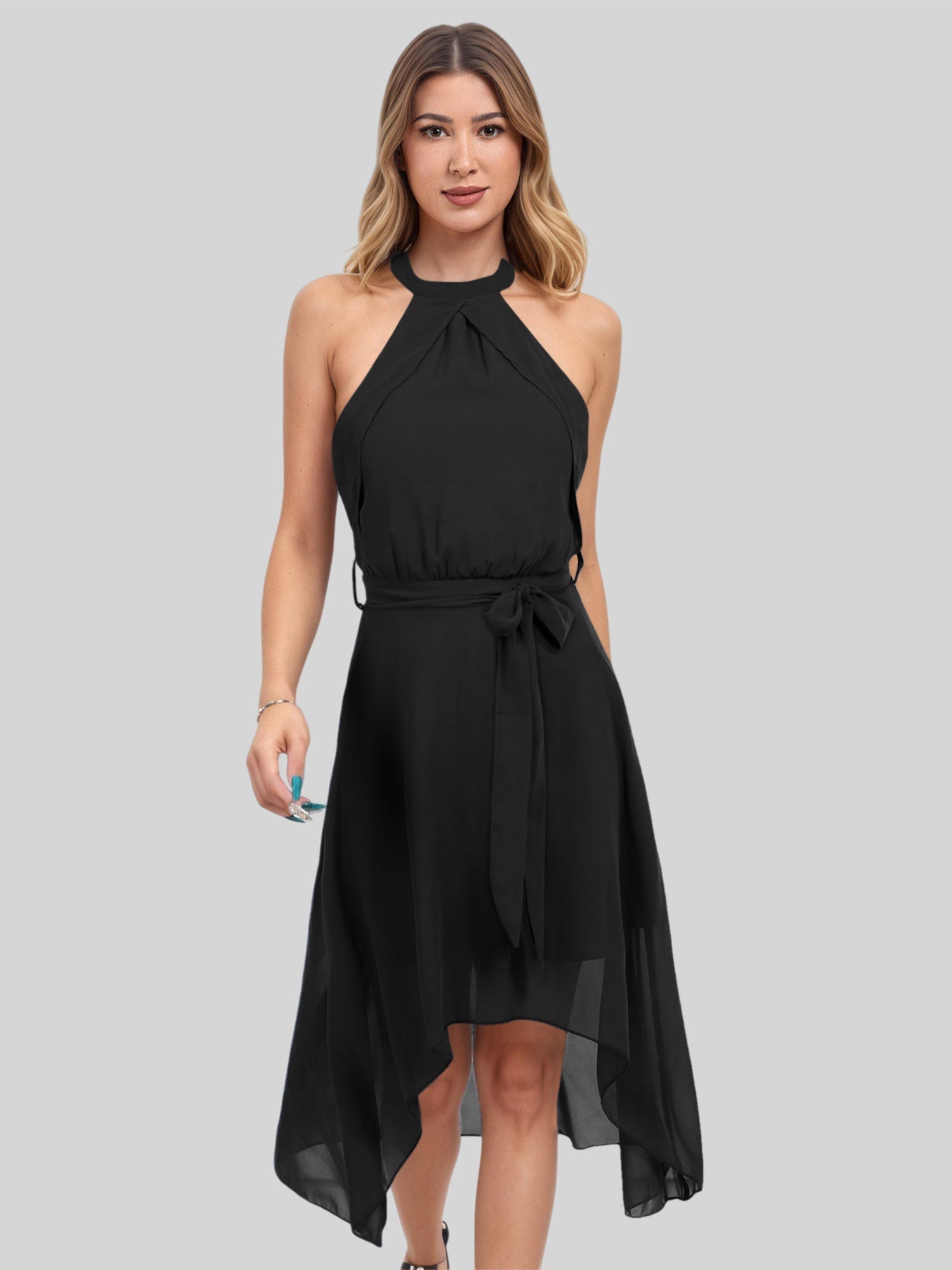 Lapa Plus Women's Chiffon Dress With Irregular Hem - Lapa plus