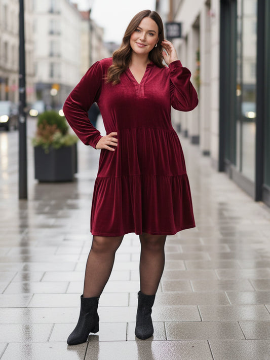 Lapa Plus Women's Christmas & New Year Corduroy Patchwork Dress - Lapa plus