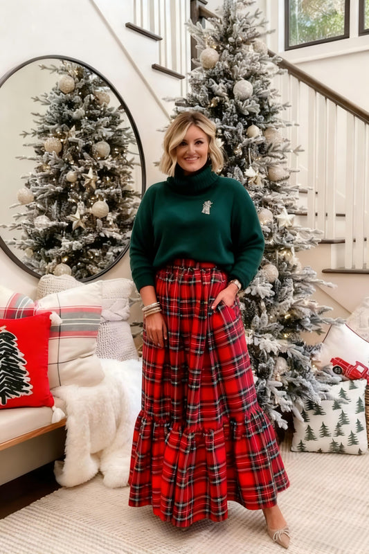 Lapa Plus Women's Christmas Plaid Long Skirt - Lapa plus