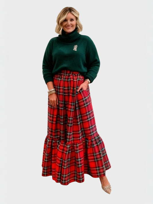 Lapa Plus Women's Christmas Plaid Long Skirt - Lapa plus