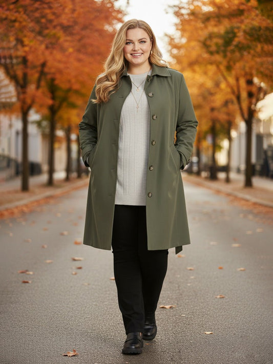 Lapa Plus Women's Classic Mid - Length Trench Coat - Lapa plus