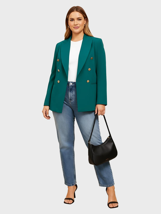 Lapa Plus Women's Double - Breasted Wide - Collar Blazer - Lapa plus